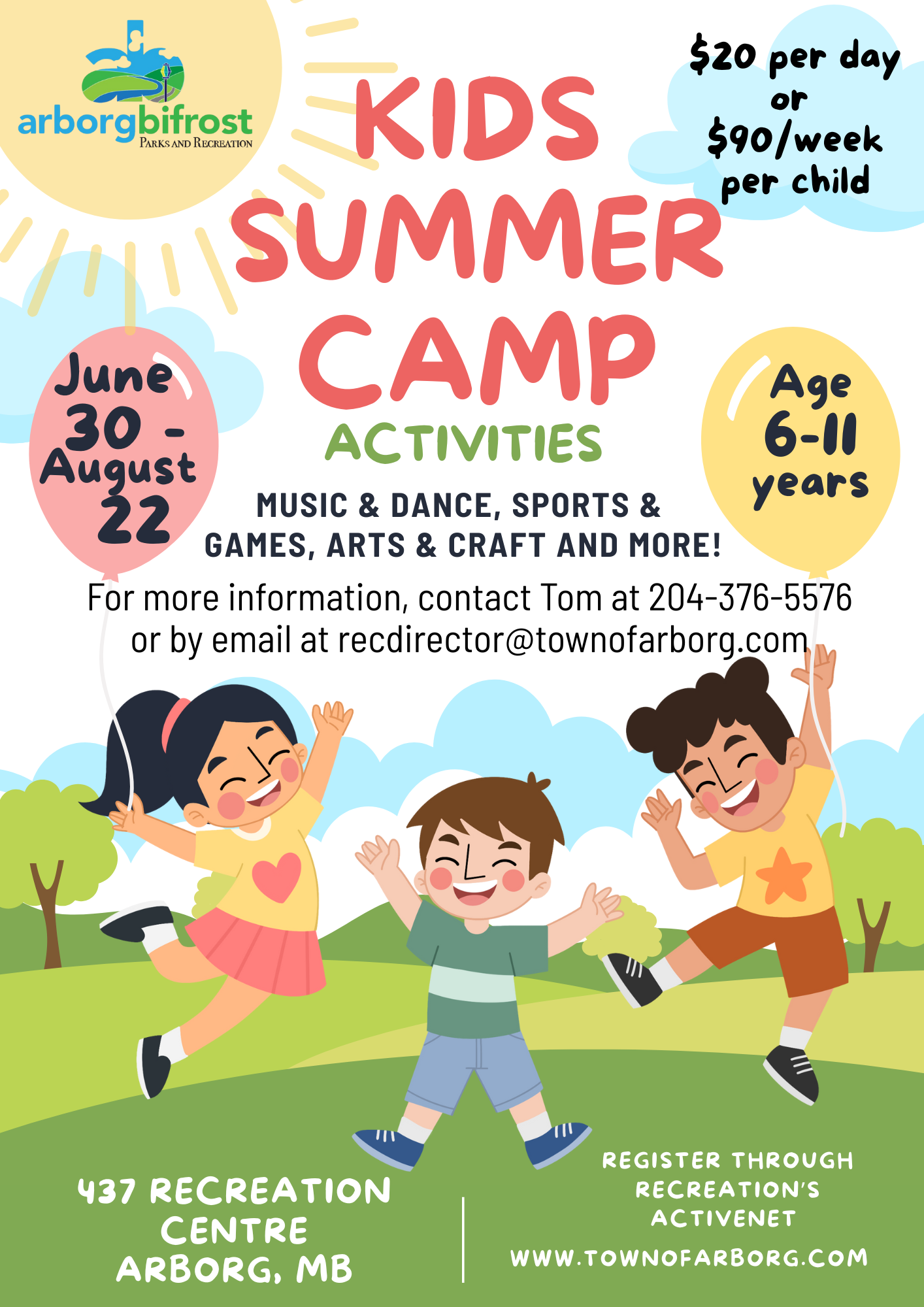Colorful Playful Illustrated Kids Summer Camp Flyer 1