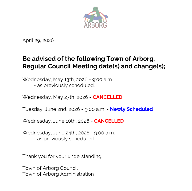 Meeting Date Changes May 2026